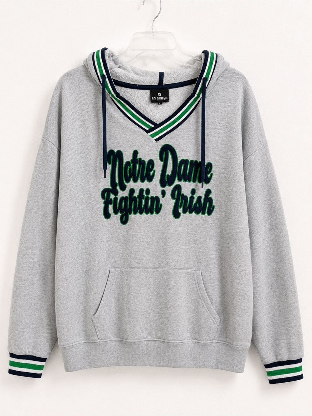Colosseum Notre Dame Fighting Irish Women’s XL Gray Hoodie Pullover Varsity
